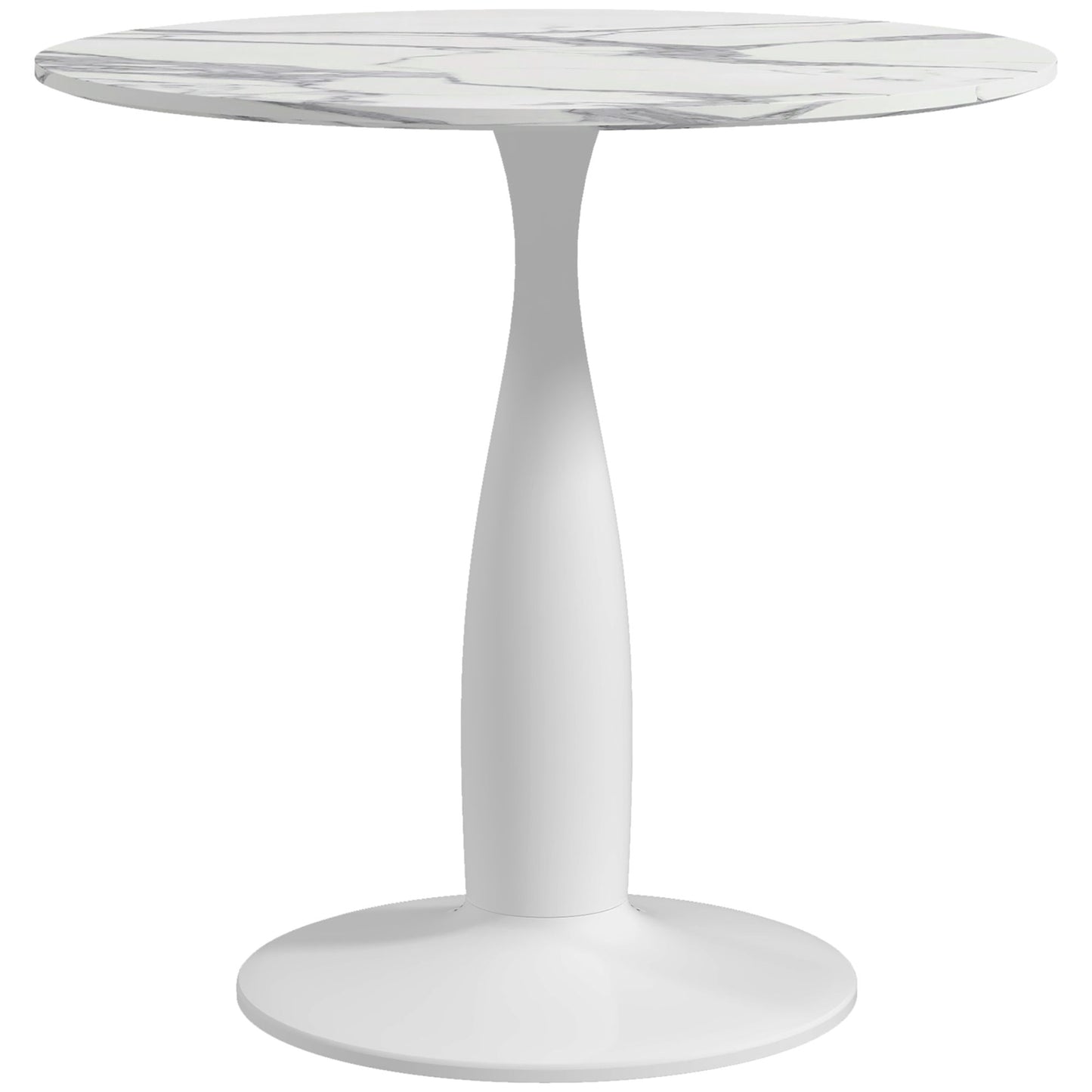 HOMCOM Round Dining Table Modern Dining Room Table with Steel Base Nonslip Foot Pad Space Saving Small Dining Table