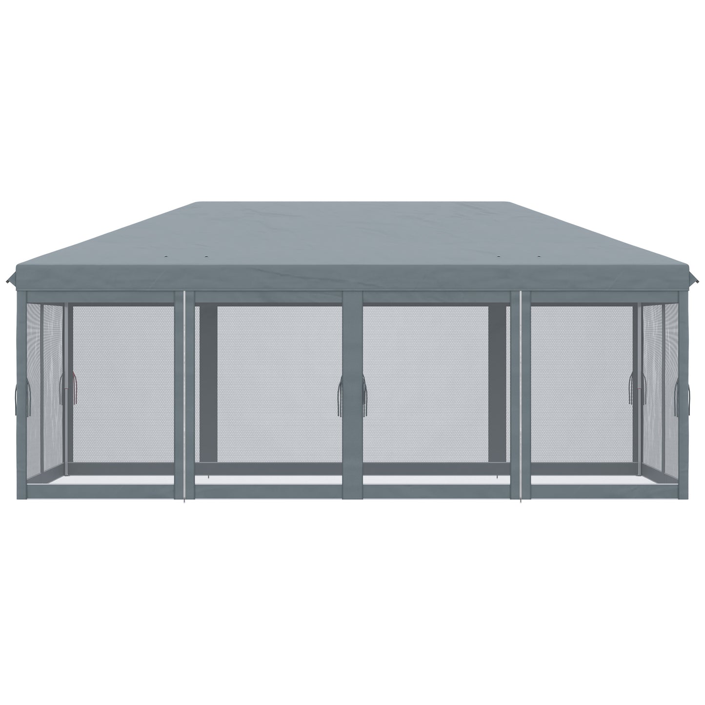 Outsunny 6 x 3m Pop Up Canopy, Outdoor Canopy Shelter, Marquee Party Wedding Tent with 6 Mesh Walls and Carry Bag, Grey