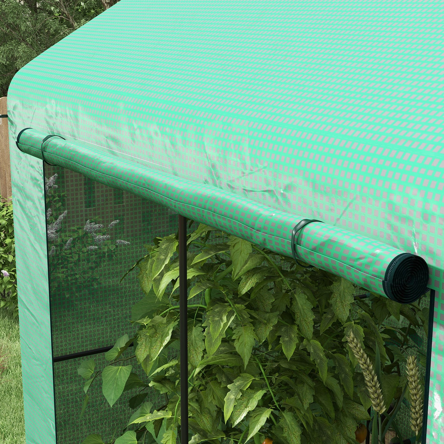 Outsunny Greenhouse Walkin Garden Grow House with Rollup Door and Mesh Windows 200 x 140 x 200cm Green