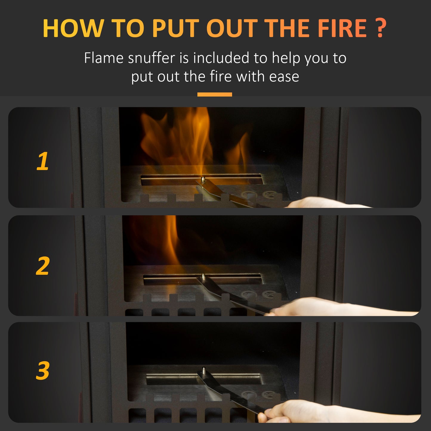 HOMCOM Free Standing Ethanol Fireplace, Bioethanol Heater Stove Fire with 1.5L Tank, 3 Hours Burning Time, Black