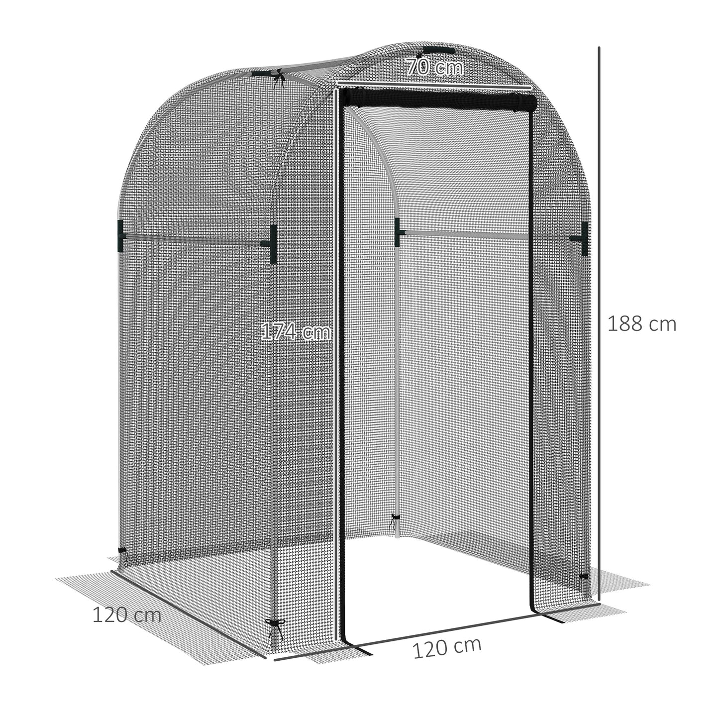 Outsunny Galvanised Steel Fruit Cage, Plant Protection Tent with Zipped Door, 1.2 x 1.2 x 1.9m, Black