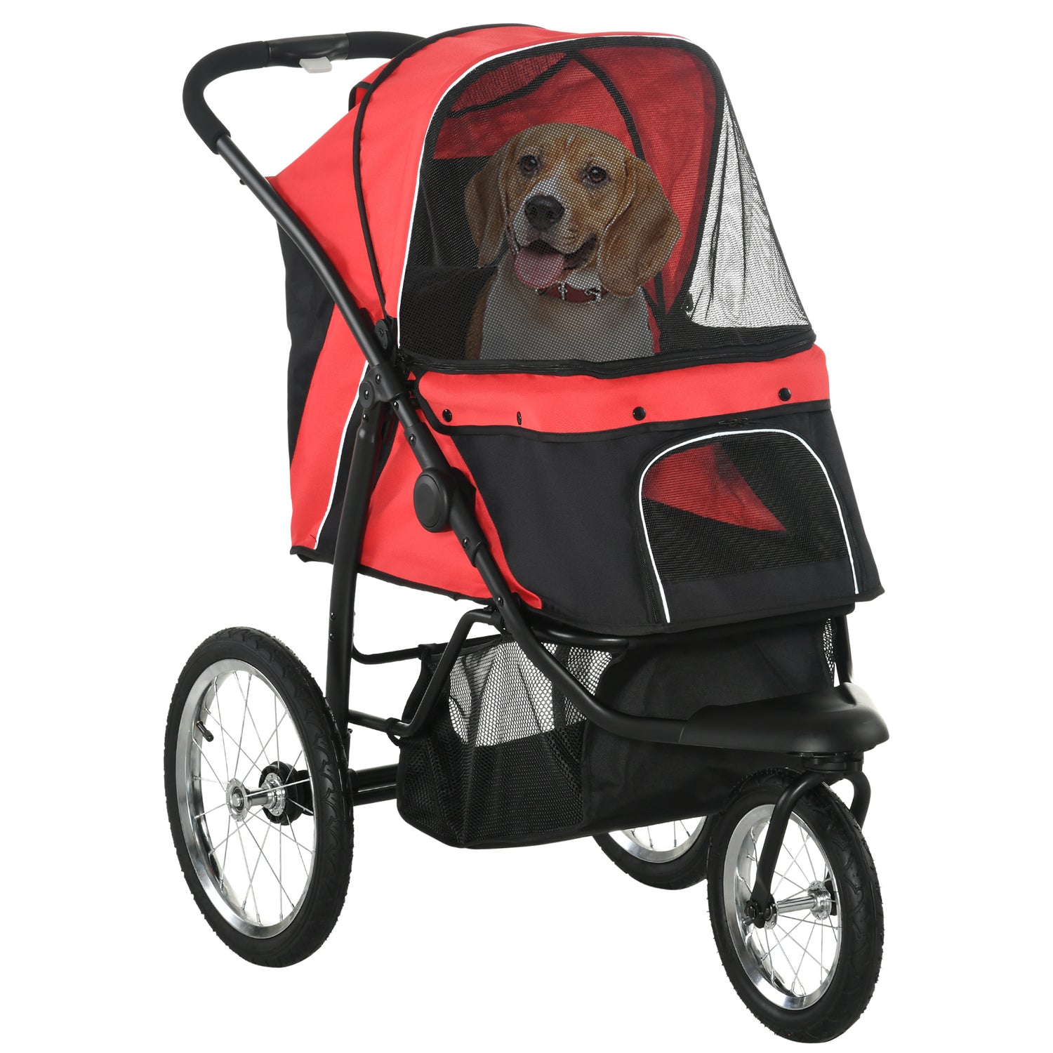 dog stroller uk PawHut Pet Stroller Jogger for Medium, Small Dogs, Foldable Cat Pram D – mhstar.co.uk