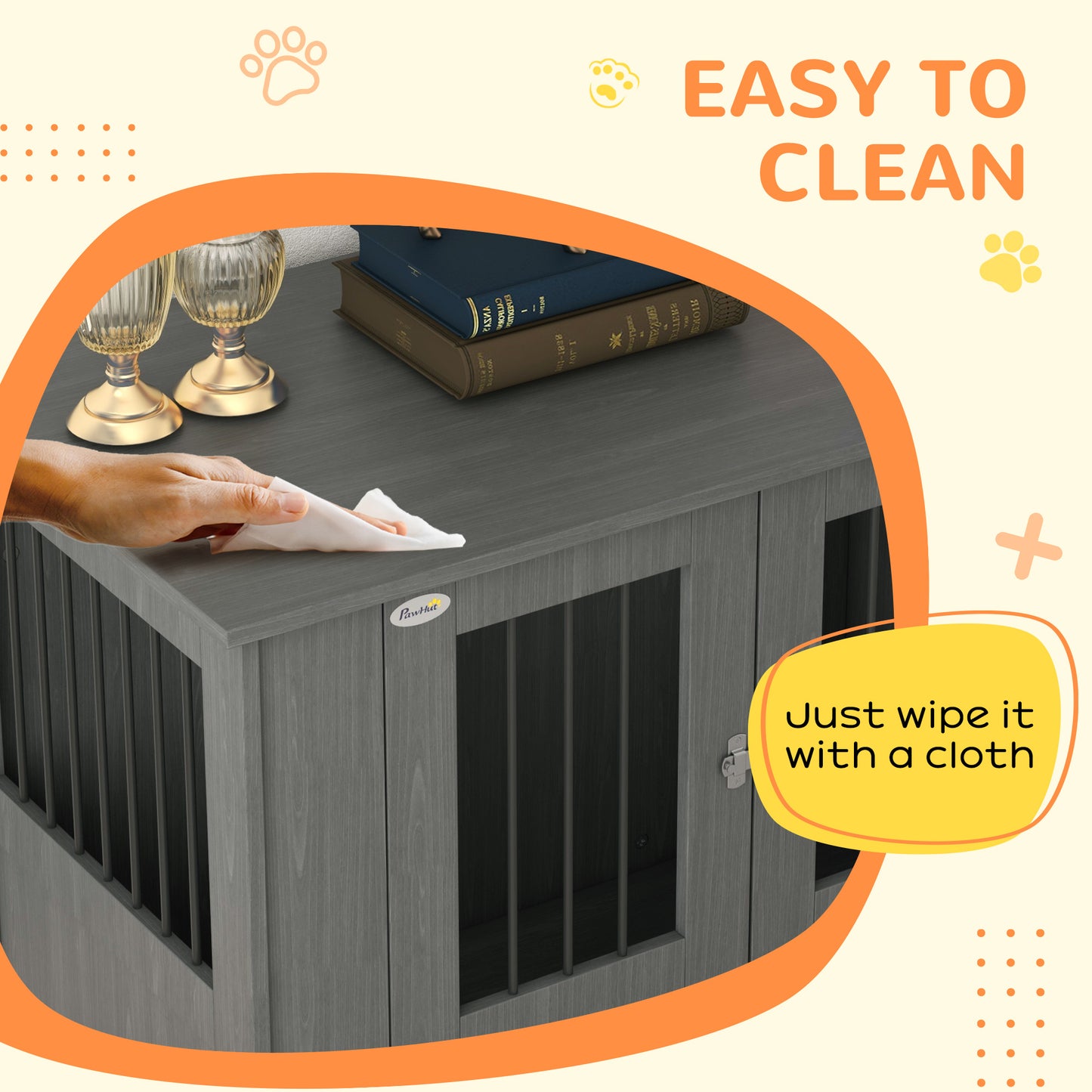 PawHut Dog Crate Table for Medium and Large Dogs with Magnetic Door for Indoor Use 100 x 55 x 80 cm Grey