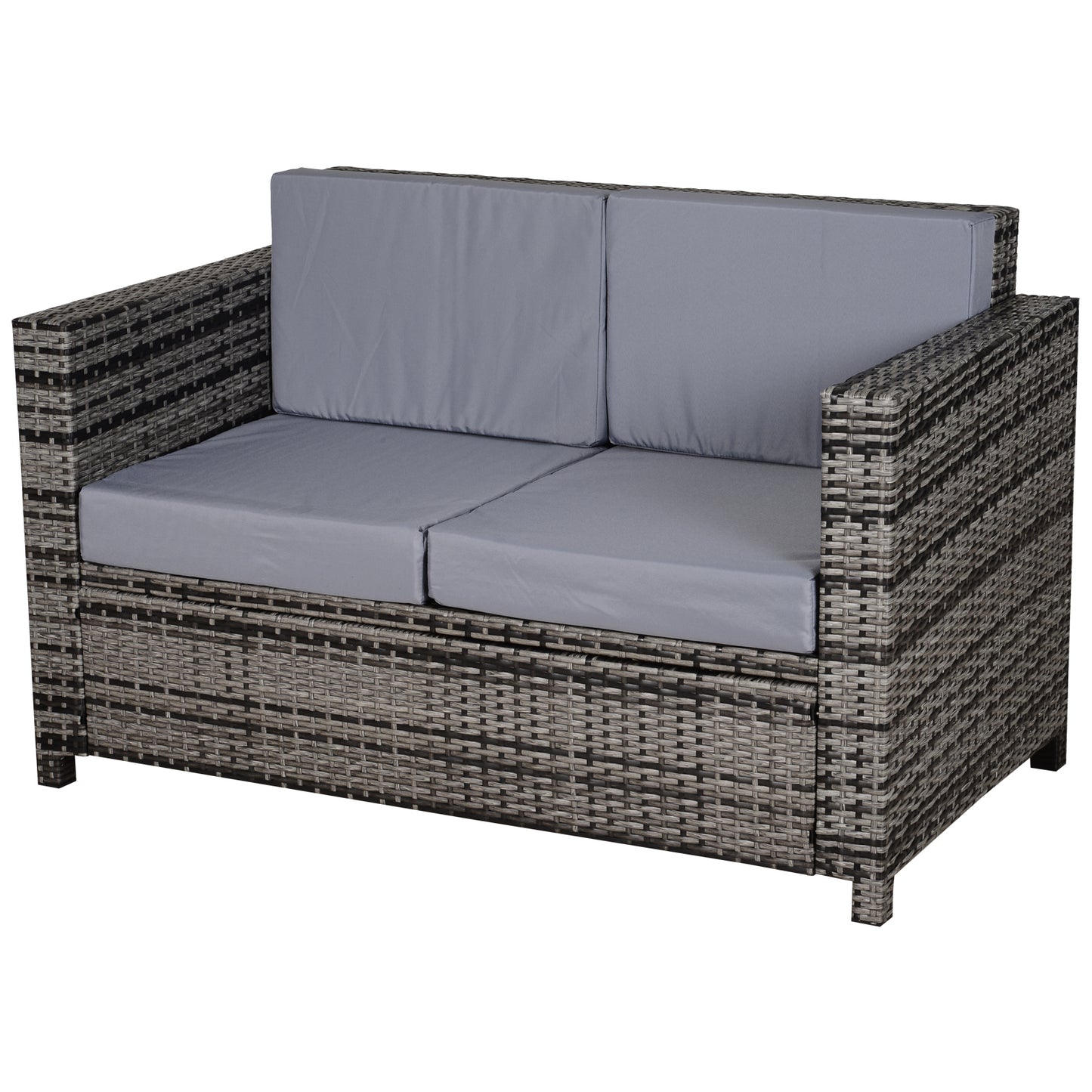 Outsunny 2-Seater Weather Resistant Outdoor Garden Rattan Sofa Chair Grey