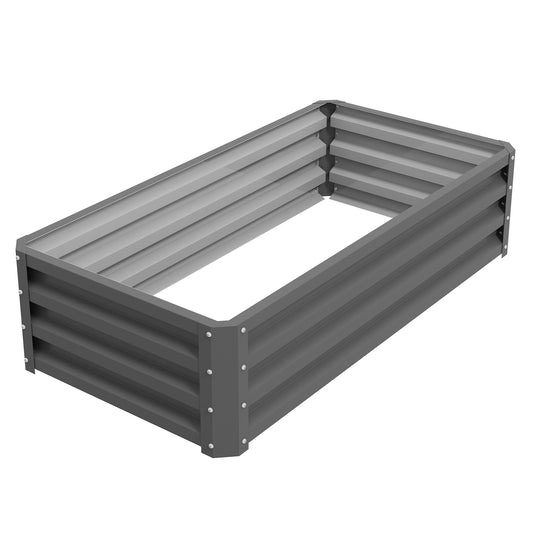 Outsunny Raised Beds for Garden Galvanised Outdoor Planters for Herbs and Vegetables for Patio Garden Balcony Light Grey