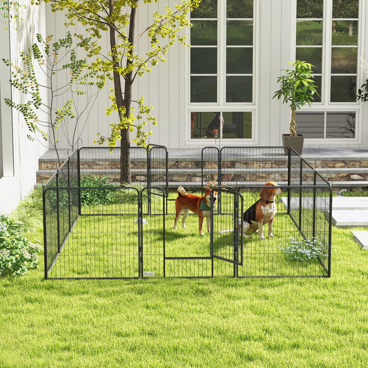 PawHut Steel Puppy Play Pen for Small Medium Dogs