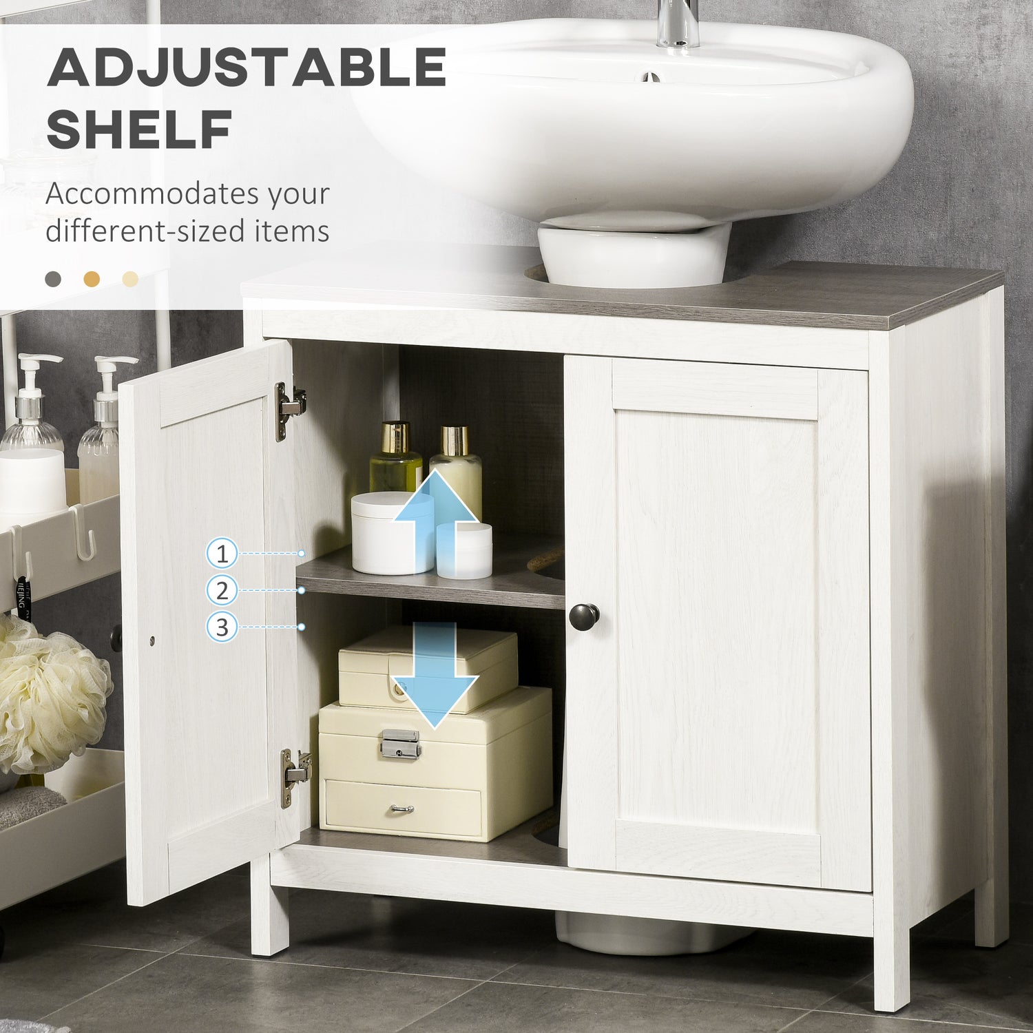 Kleankin Modern Freestanding Bathroom Floor Cabinet With Storage – White