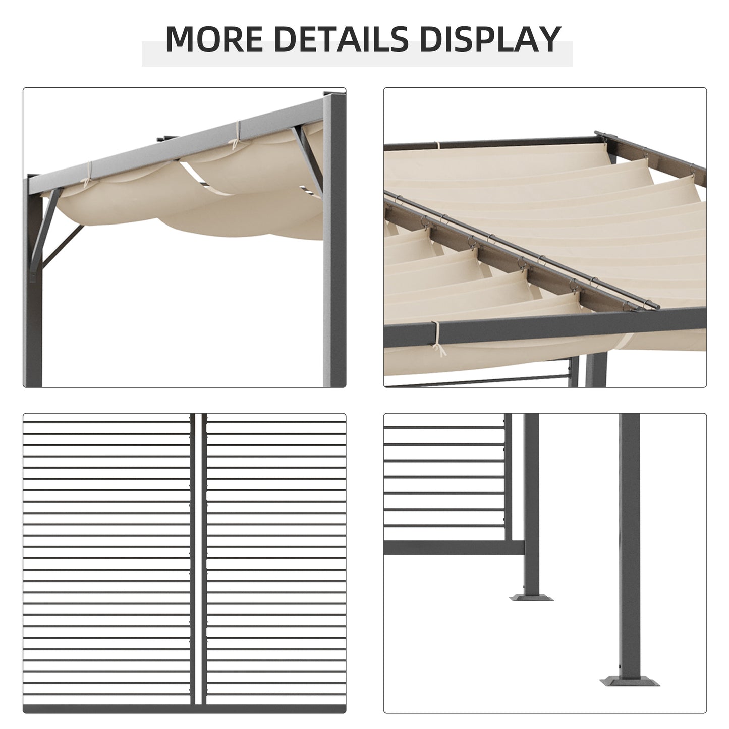 Outsunny 2.8 x 3(m) Metal Pergola Gazebo Patio Sun Shade Shelter Retractable Canopy  Marquee Party BBQ Tent