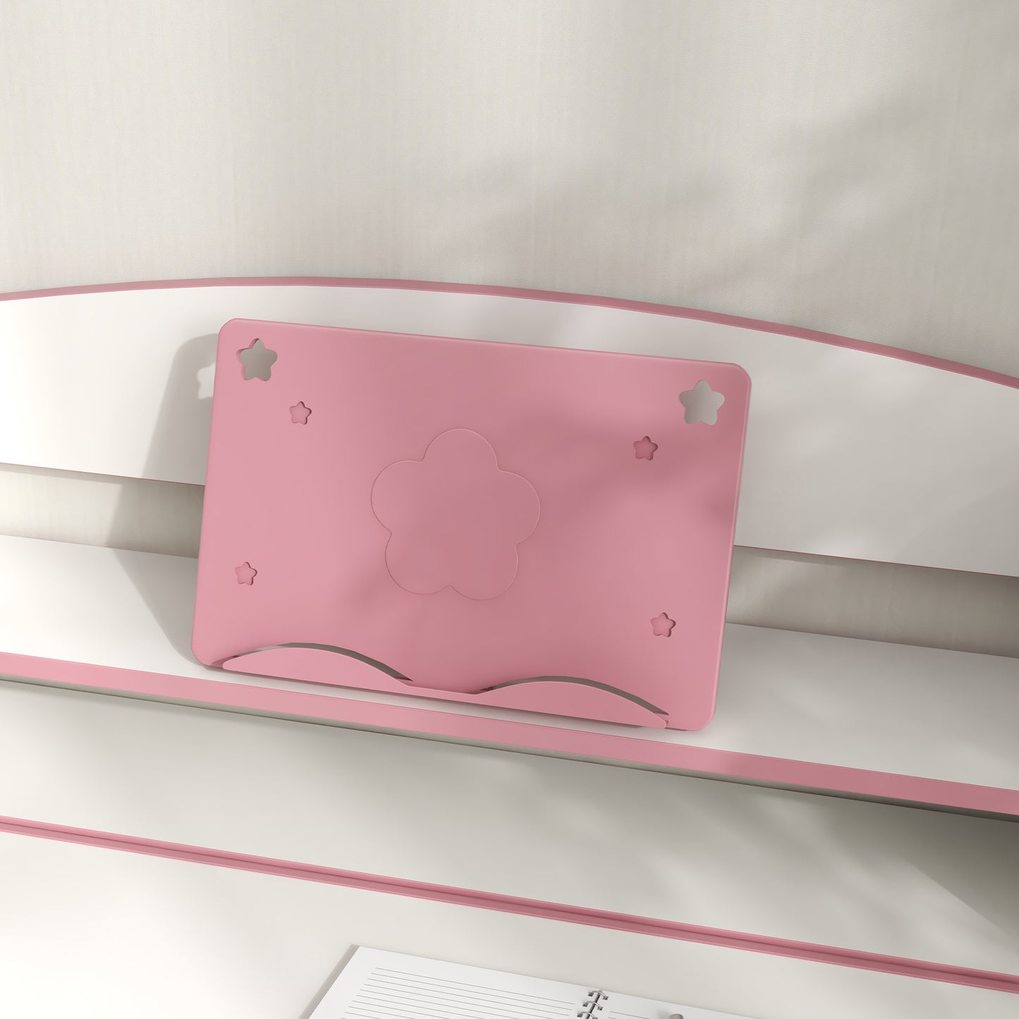 ZONEKIZ Height Adjustable Kids Study Table and Chair Set with Drawer Storage Shelf 80 x 54.5 x 104 cm Pink