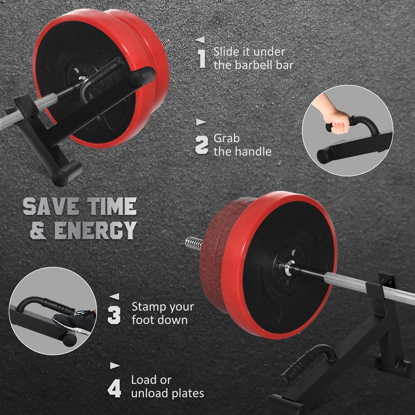 SPORTNOW Deadlift Barbell Jack with NonSlip Handle for Weight Training Black