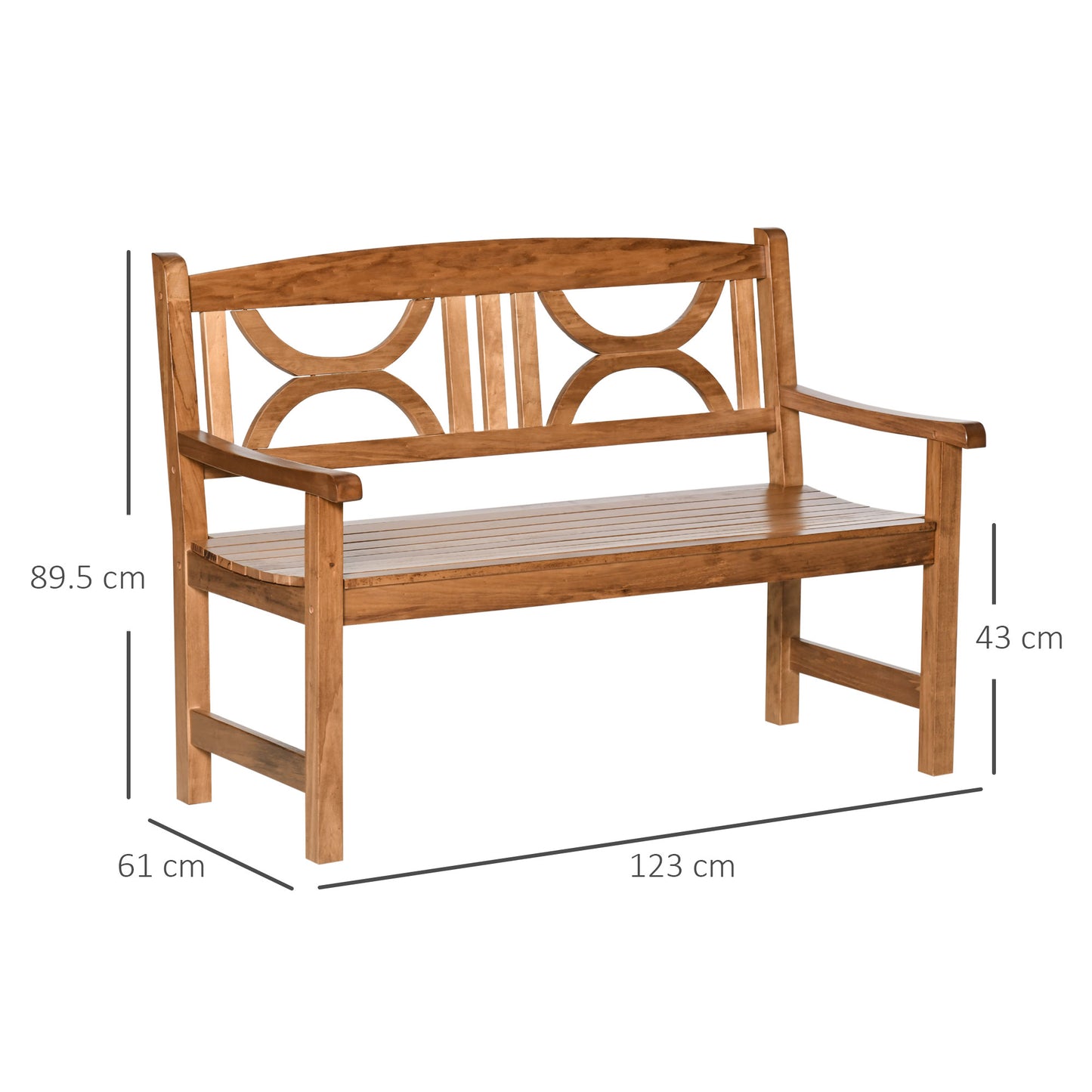 Outsunny 2-Seater Wooden Garden Bench Outdoor Patio Loveseat for Yard, Lawn, Porch, Natural