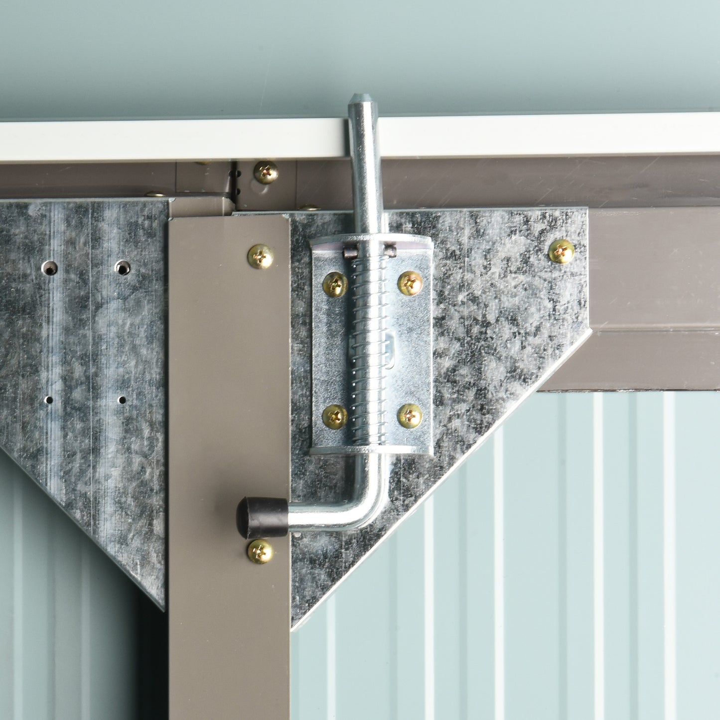 Outsunny 8 x 6 ft Galvanised Garden Shed Outsoor Metal Storage Shed with Double Doors Window Air Vents for Patio Lawn Grey