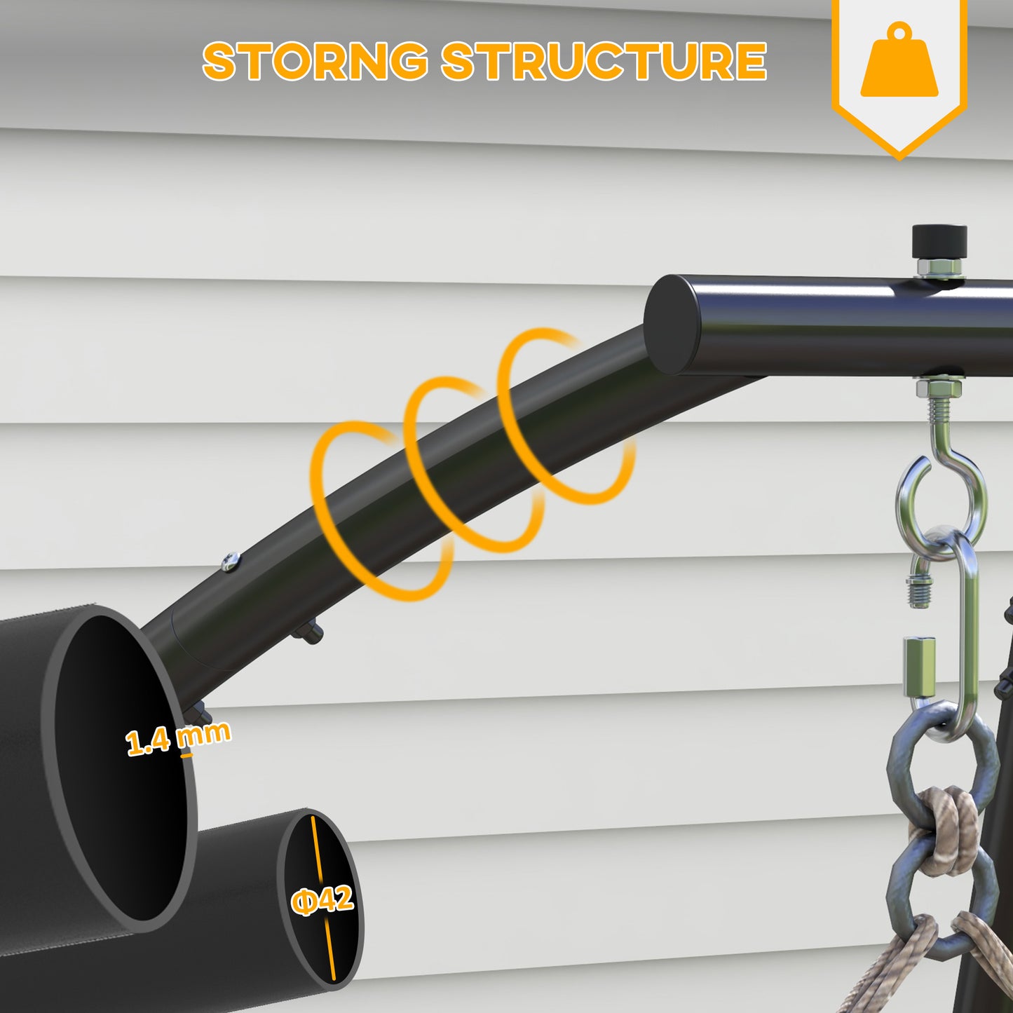 Outsunny Hammock Chair Stand, C Shape Hanging Heavy Duty Metal Frame Hammock Stand for Hanging Hammock Air Porch Swing Chair, Black