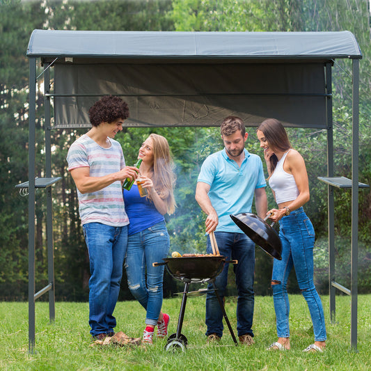 Outsunny Metal Frame Outdoor BBQ Canopy Grey