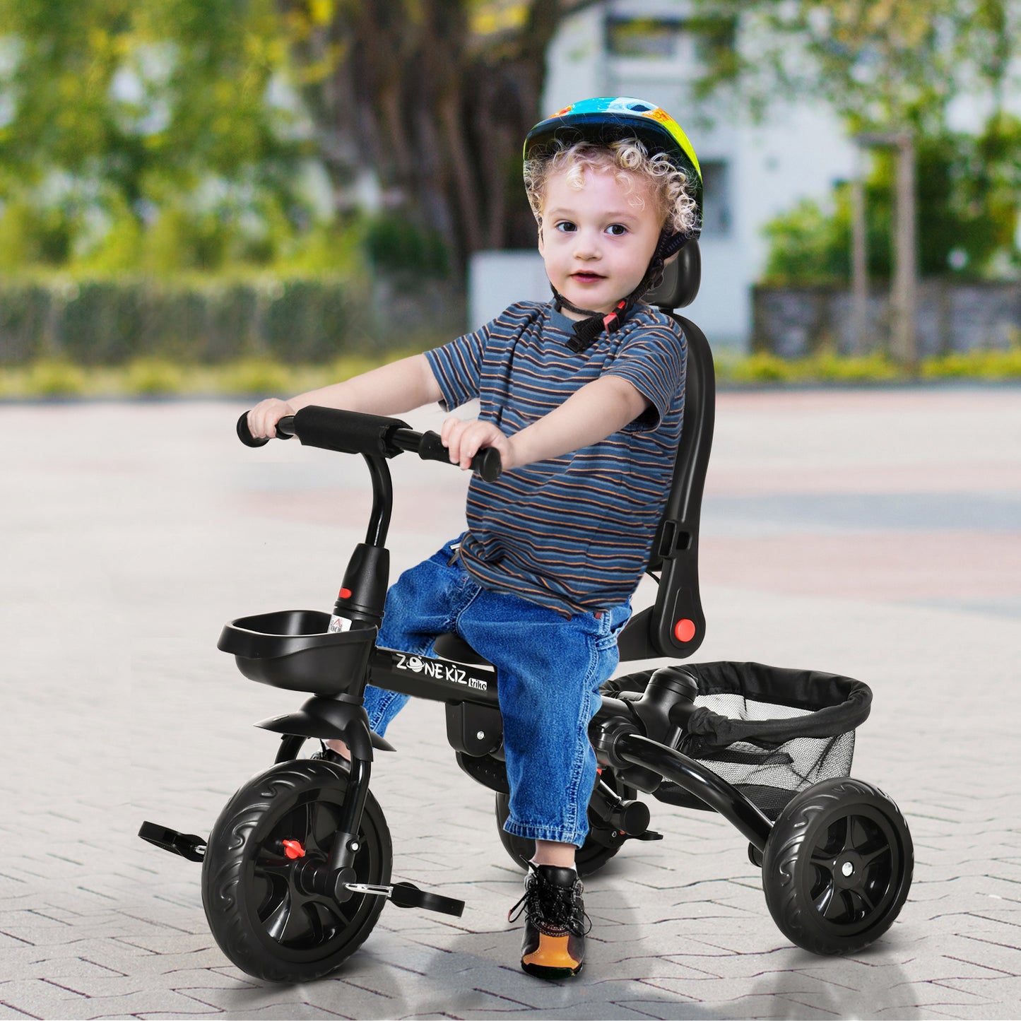 HOMCOM 4 in 1 Baby Tricycle Toddler Stroller Foldable Pedal Tricycle w/ Reversible Angle Adjustable Seat Removable for 1-5 Years - Grey