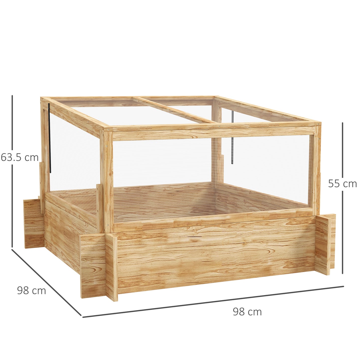 Outsunny 2-In-1 Wooden Greenhouse Planter Box - Natural