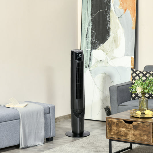 HOMCOM 42" Ice Cooling Tower Fan, Water Conditioner Evaporative Air Cooler Unit with 4 Modes, 3 Speed, Remote Control, Timer, Oscillating for Home Bedroom, Black