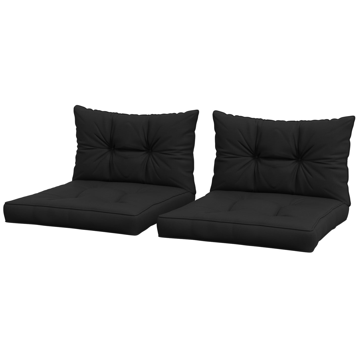 Outsunny 2-Piece Seat Cushions Back Pillows Replacement, Patio Chair Cushions Set for Indoor Outdoor, Black