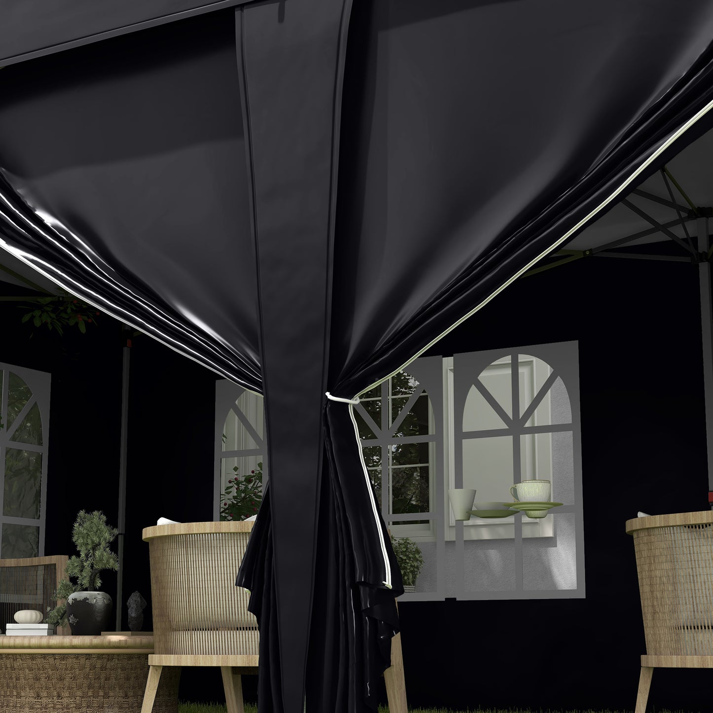 Outsunny 3 x 6m Pop-Up Gazebo with Curtain Walls and Windows - Grey