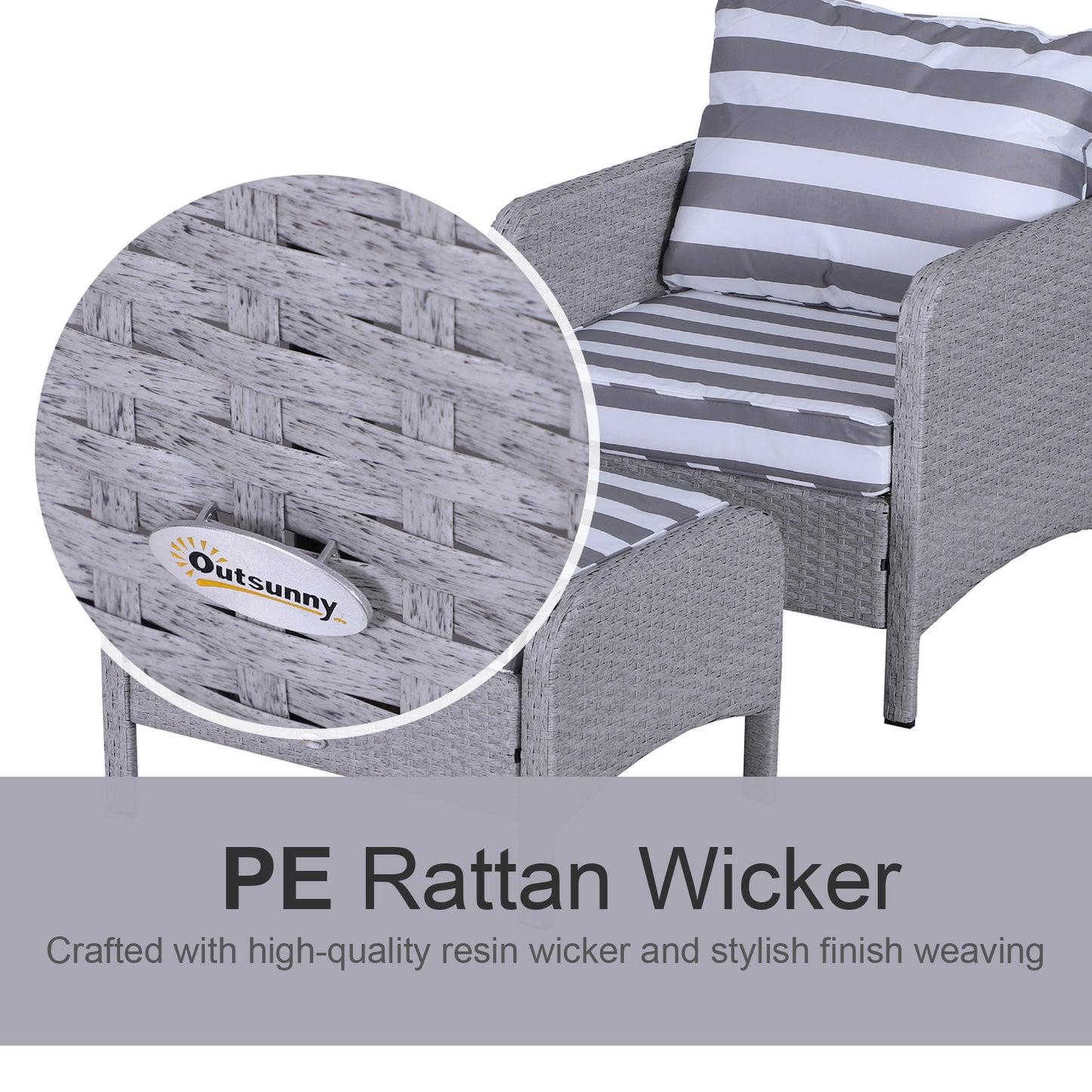 Outsunny 5-Piece PE Rattan Outdoor Garden Furniture Set Light Grey