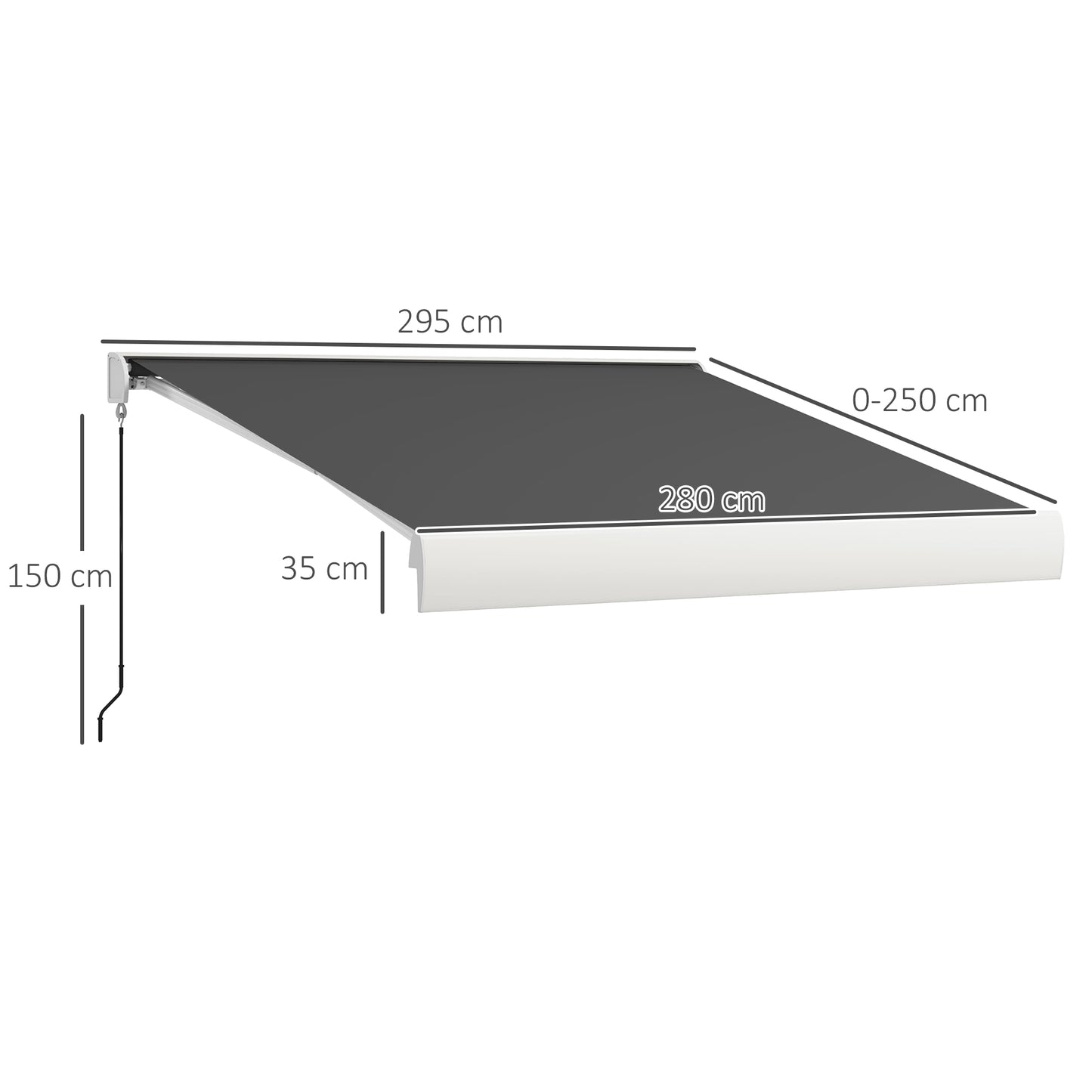 Outsunny 2.5 x 3m Electric Cassette Awning, with Remote - Grey