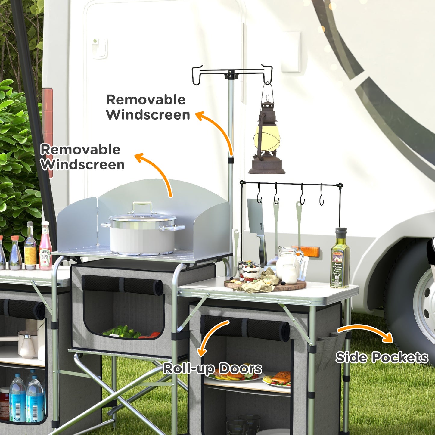 Outsunny Multi-Storage Portable Camping Kitchen, with Carry Bag