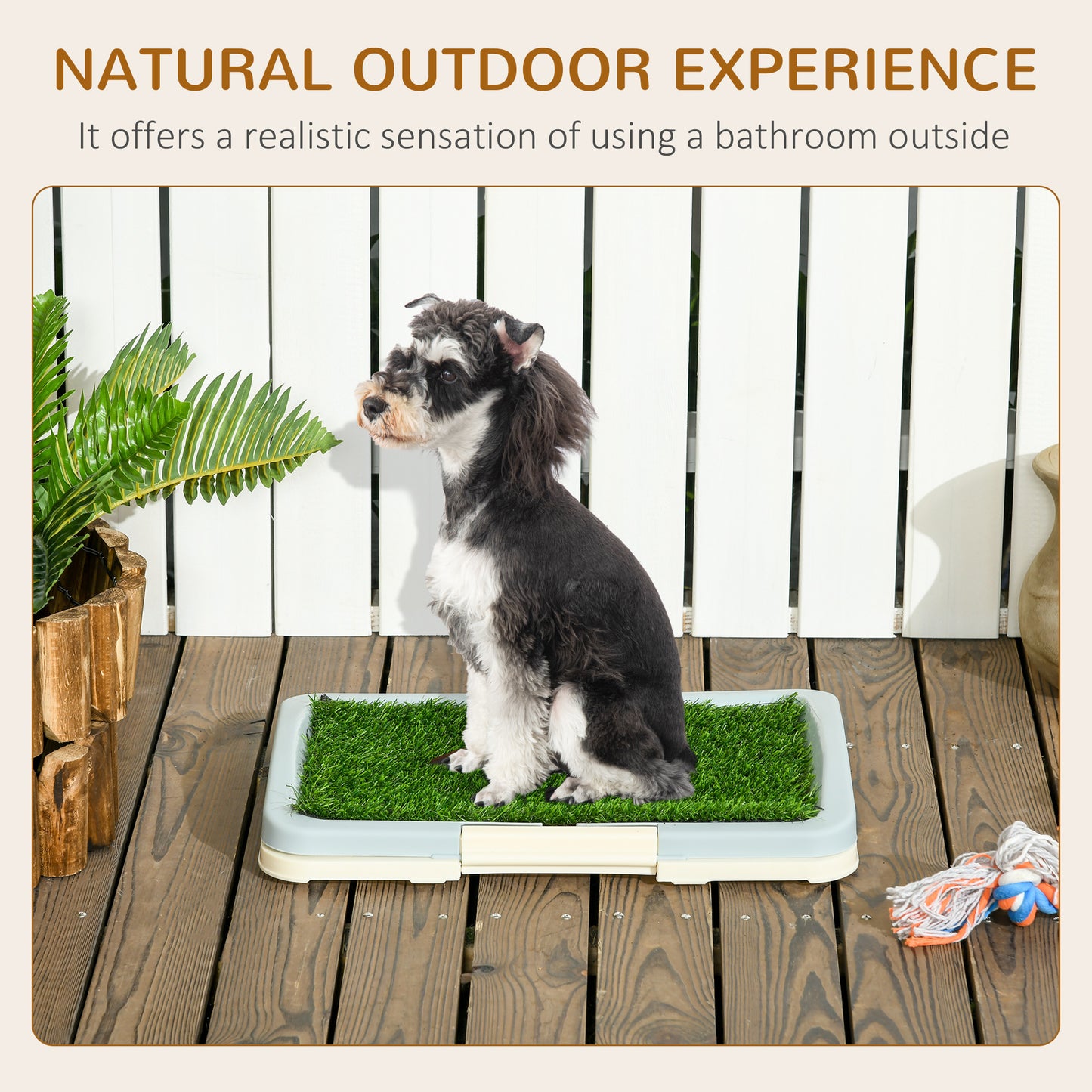 PawHut Puppy Training Pad Indoor Portable Puppy Pee Pad with Artificial Grass Grid Panel Tray 46.5 x 34cm