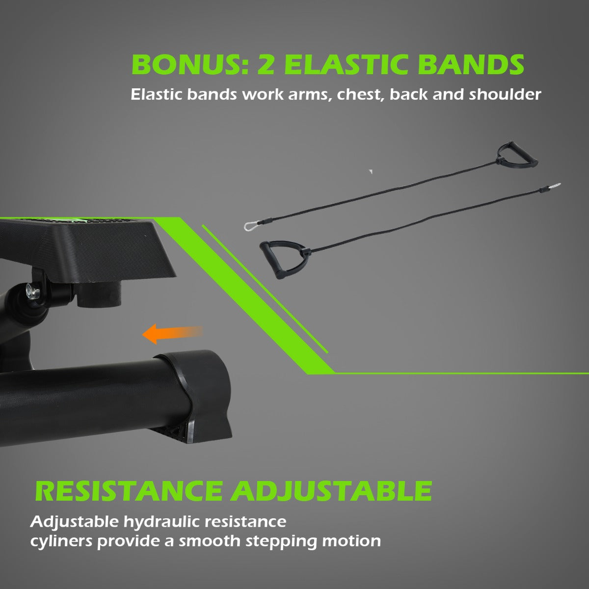 HOMCOM Free Stand Stepper Workout Fitness Machine Pulling Rope Sport Exercise W/Handle-Black/Green