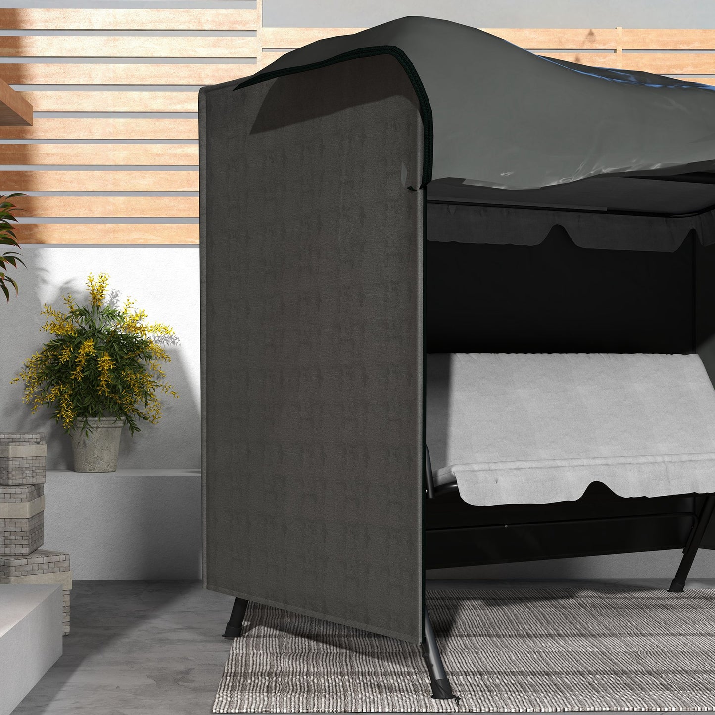 Outsunny 600D Oxford Patio Swing Chair Cover Outdoor Garden Furniture Rain Protection Protector Waterproof Anti-UV, 205 x 124 x 164 cm, Dark Grey