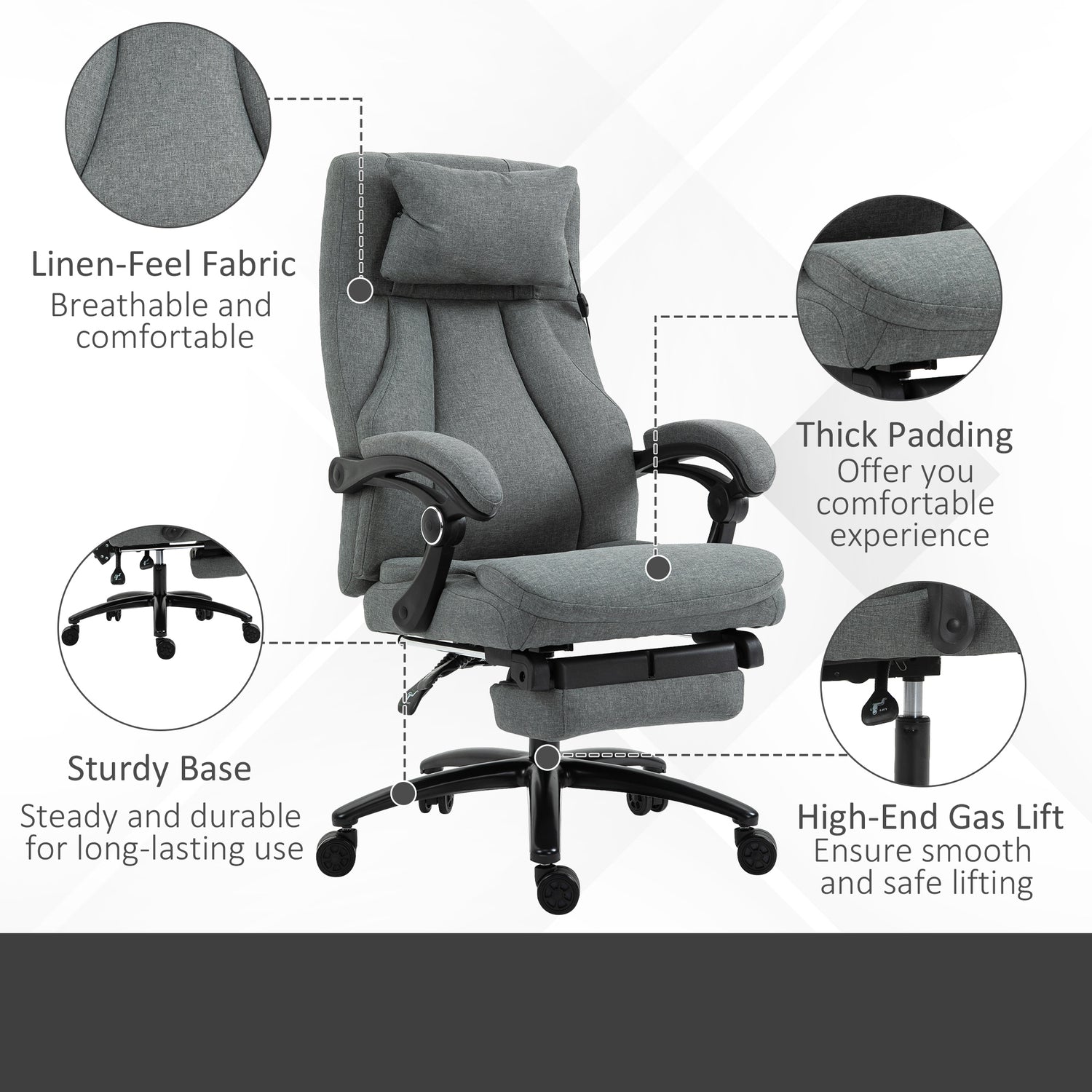 Vinsetto Office Chair 2 Point Removable Vibration Massage Pillow Execu Uk