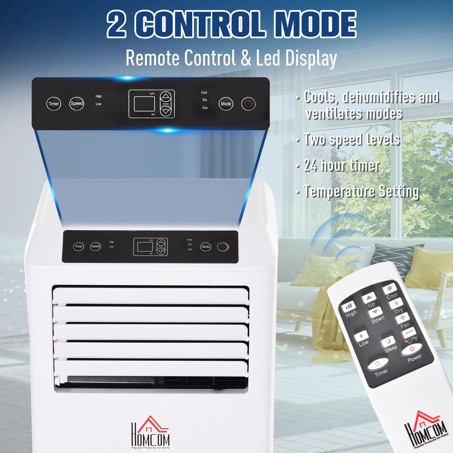 HOMCOM 557W Mobile ABS Plastic Air Conditioner w/ Remote Control White