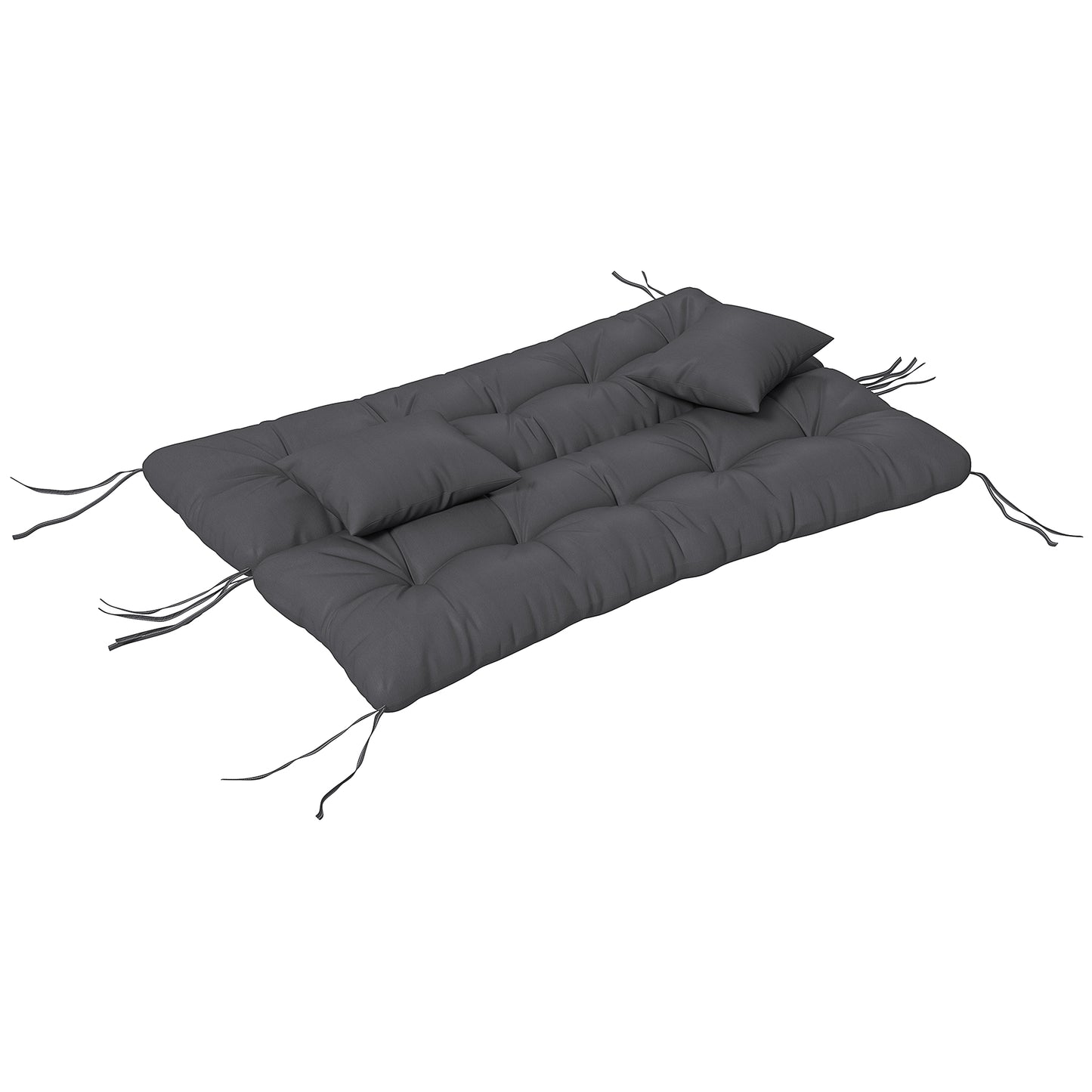 Outsunny Back and Seat Cushion Replacement with 2 Pillows, Patio Chair Cushions Set with Ties, Charcoal Grey