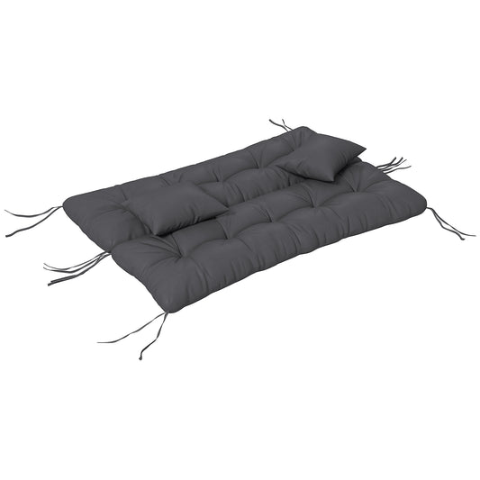 Outsunny Back and Seat Cushion Replacement with 2 Pillows, Patio Chair Cushions Set with Ties, Charcoal Grey