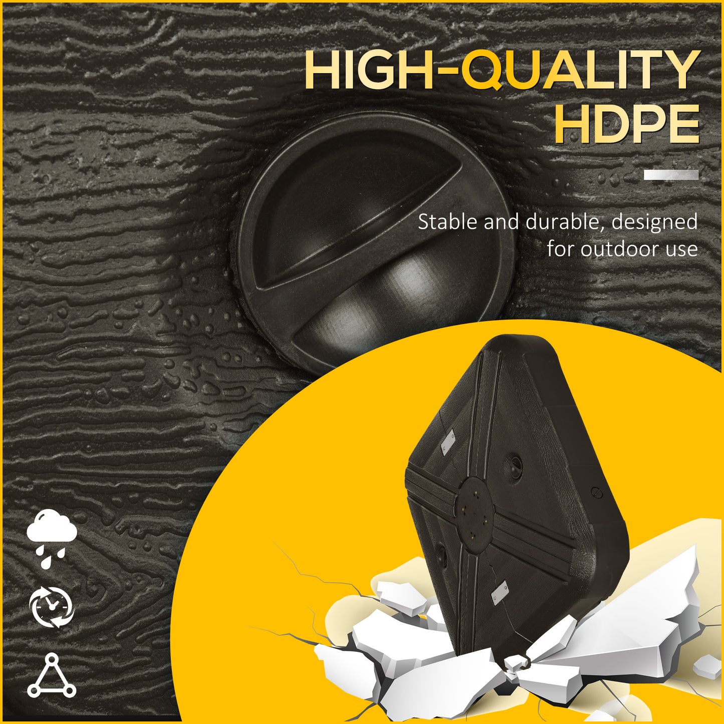 Outsunny Fillable Cantilever Parasol Base Weights with Steel Cross Base, Garden Umbrella Stand Weight with Wheels, 19.5kg Sand or 17kg Water Filled, Coffee