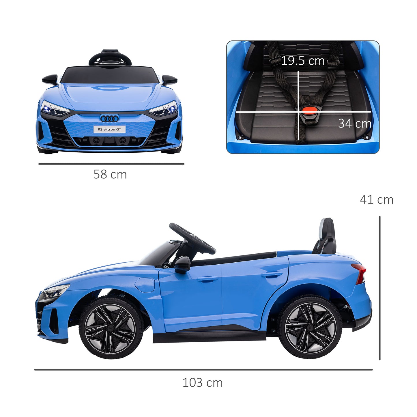 HOMCOM Audi Licensed Kids Electric Ride On Car with Parental Remote Control, Blue