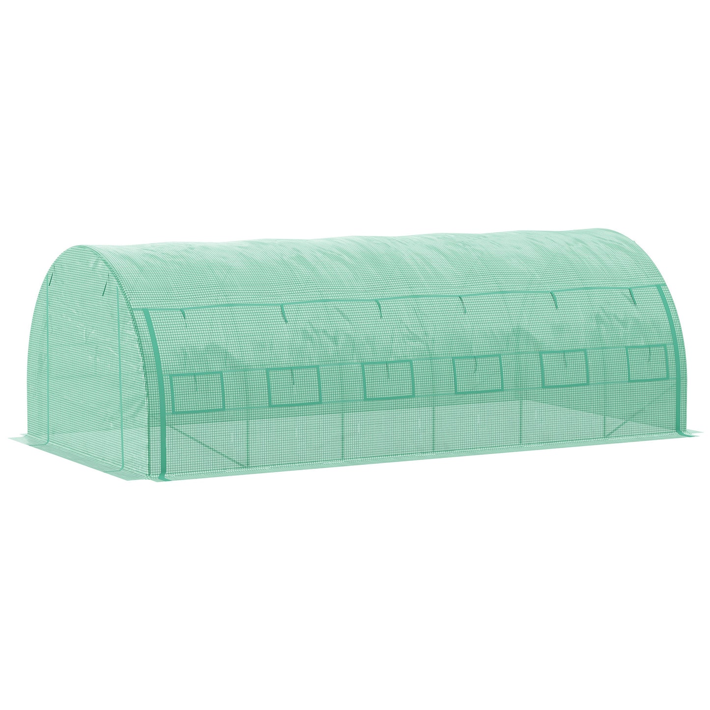 Outsunny Polytunnel Greenhouse Walkin Grow House Tent with Rollup Sidewalls Zipped Door and 12 Windows 6x3x2m Green