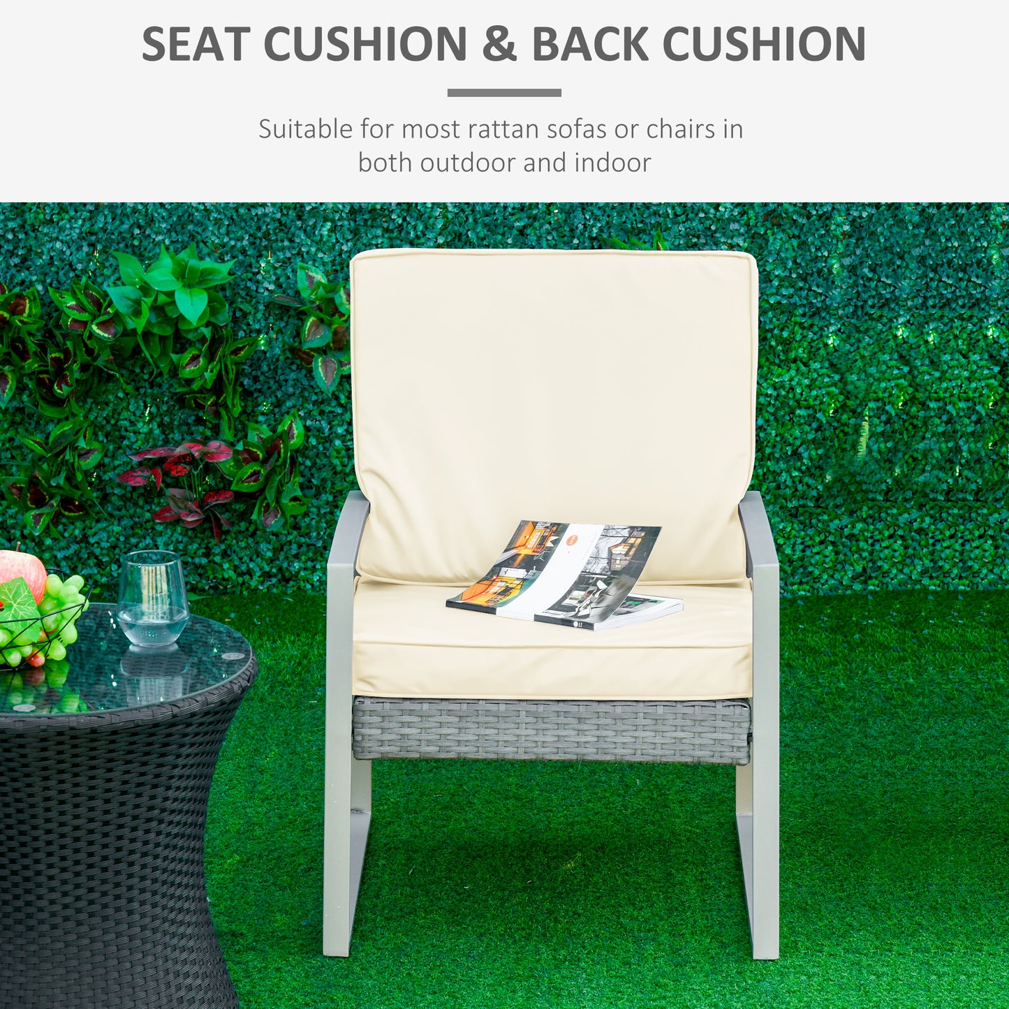 Outsunny Replacement Seat and Back Cushion Set - Cream White