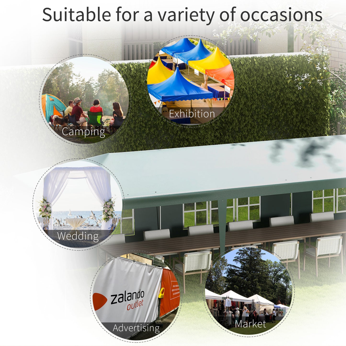 Outsunny 9 x 3m Garden Gazebo, with Removable Walls - Green