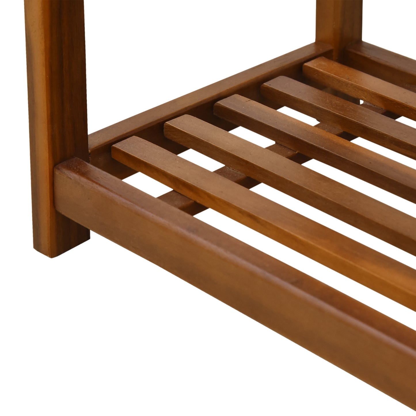 HOMCOM 3-Tier Shoe Rack, Acacia Wooden Shoe Storage Organiser with 2 Hangers, Holds up to 12 Pairs, for Entryway, Living Room, 74 x 26 x 62 cm, Teak Shelf Bedroom