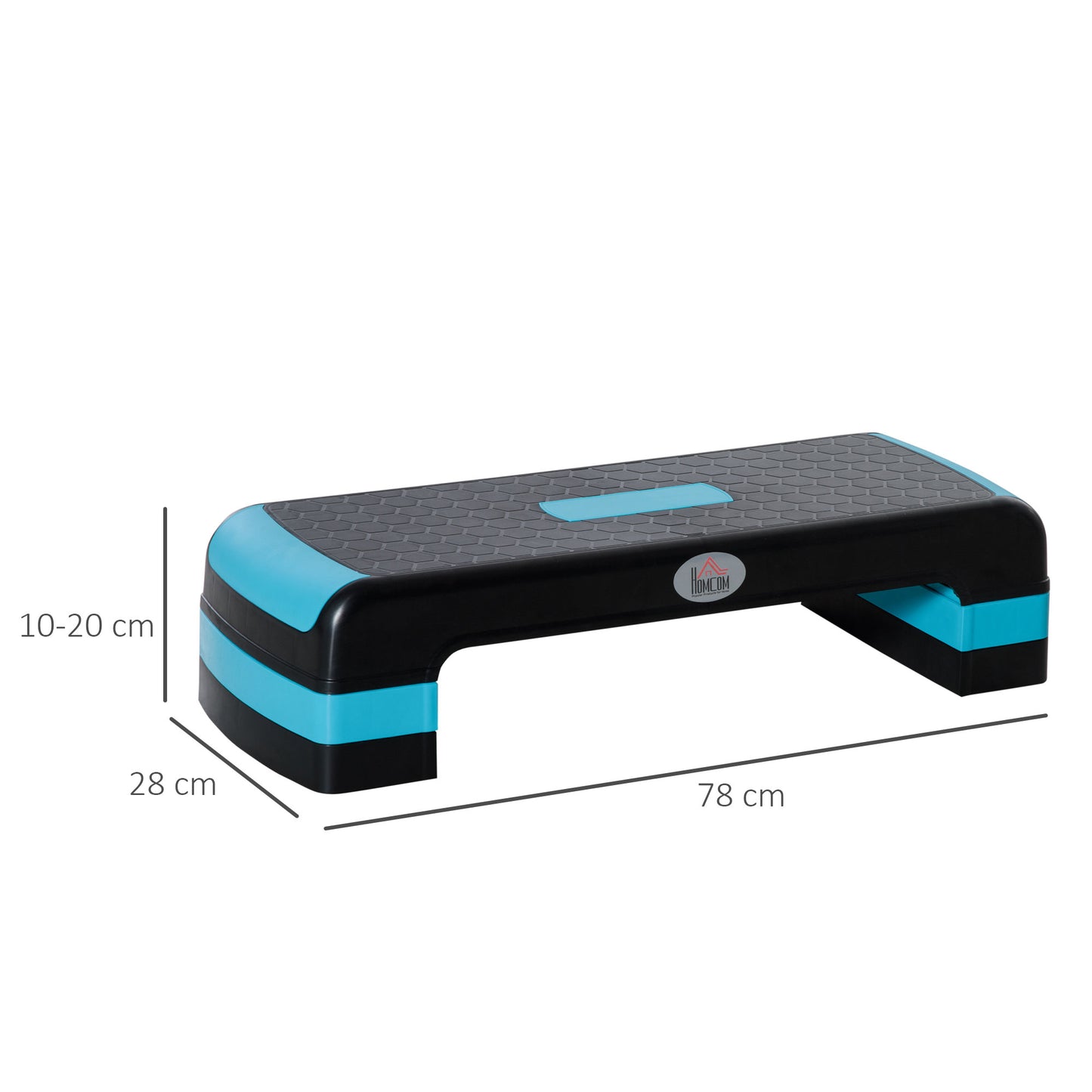 HOMCOM Aerobic Step, 10cm, 15cm & 20cm Height Adjustable Exercise Stepper, Nonslip Step Board Great for Home & Office