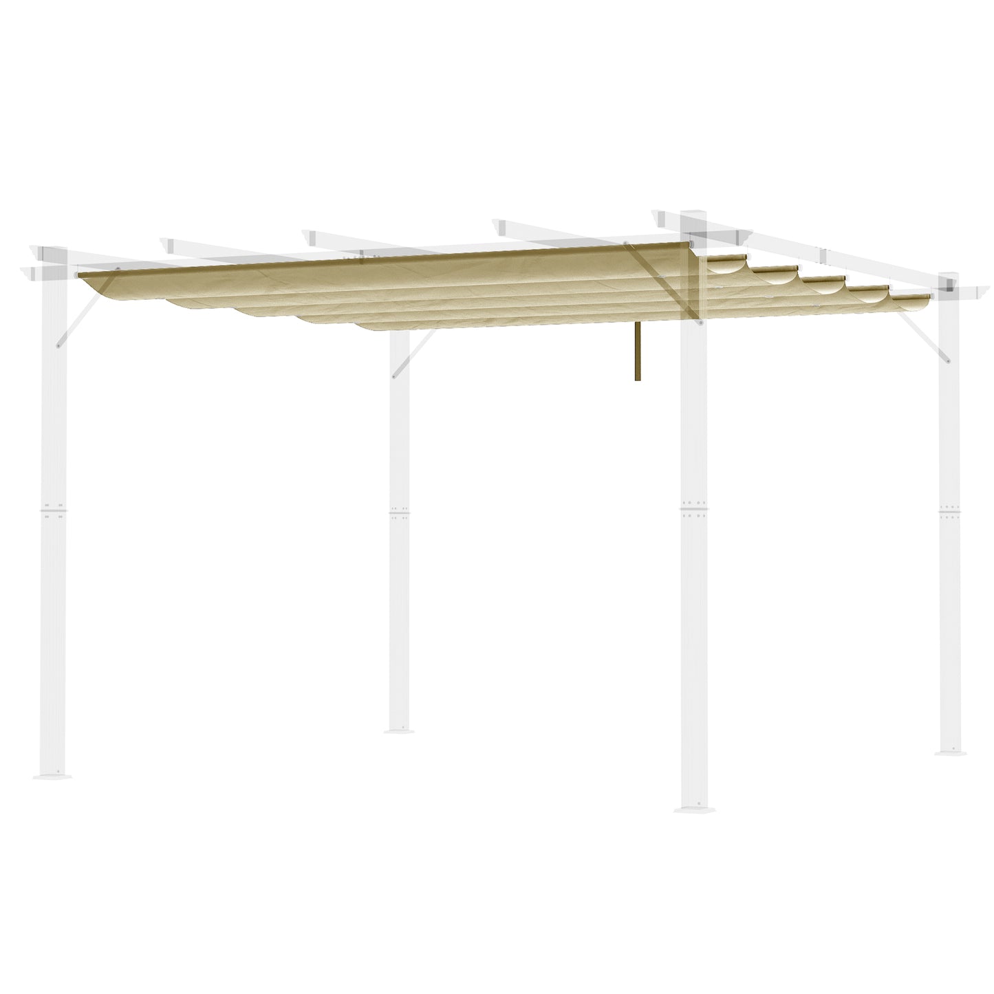 Outsunny Retractable Pergola Shade Cover, Replacement Canopy for 4 x 3 (m) Pergola, Retractable Roof, Beige