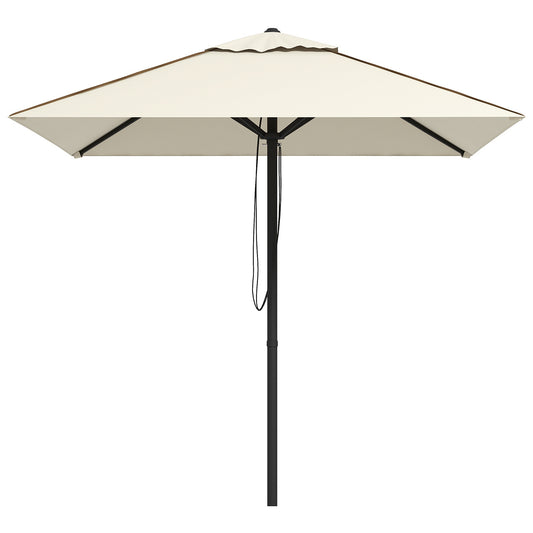 Outsunny Patio Parasol Umbrella with Vent, Garden Market Table Umbrella Sun Shade Canopy with Piping Side, Beige