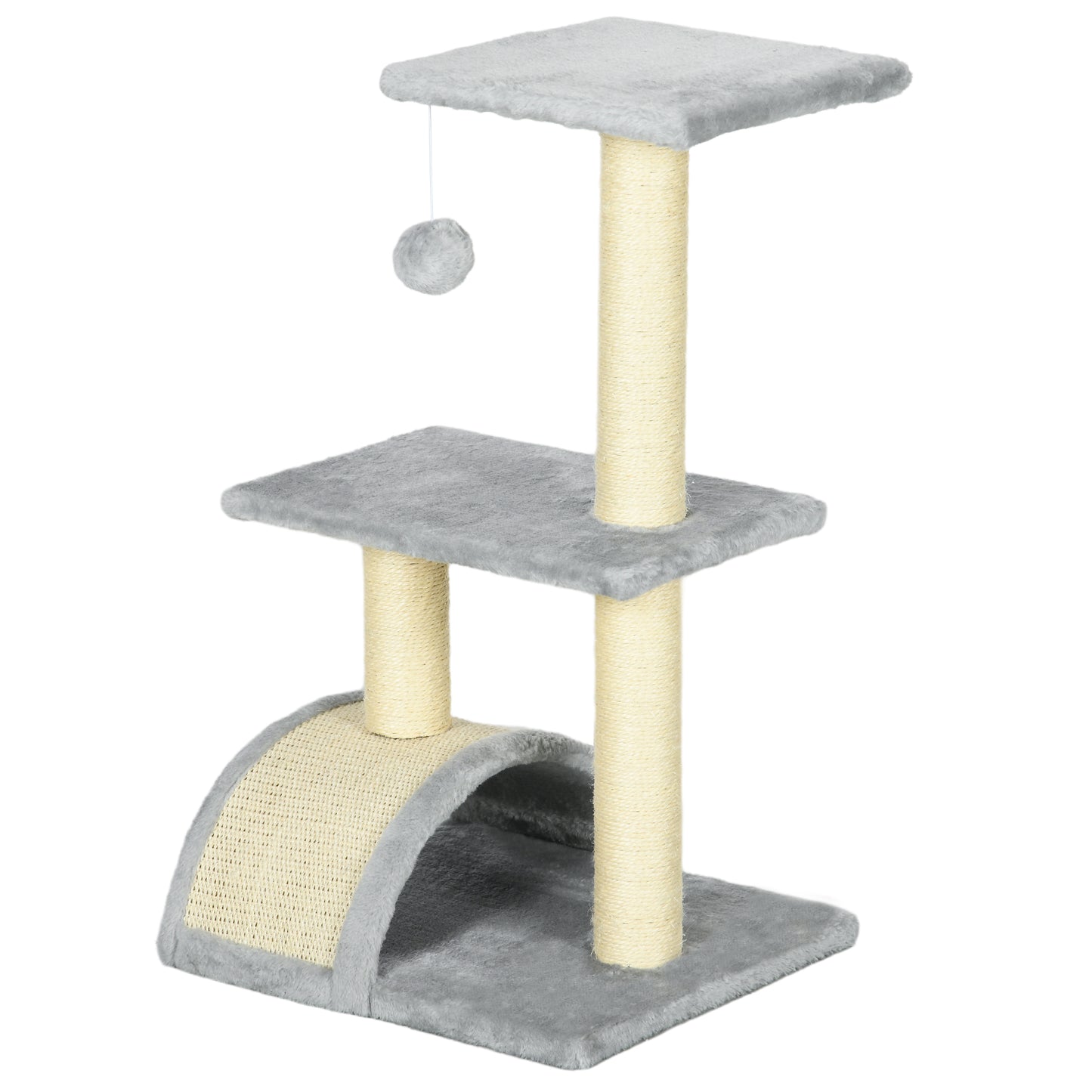 PawHut 72cm Cat Tree with Scratching Post Pad for Indoor Cats Light Grey