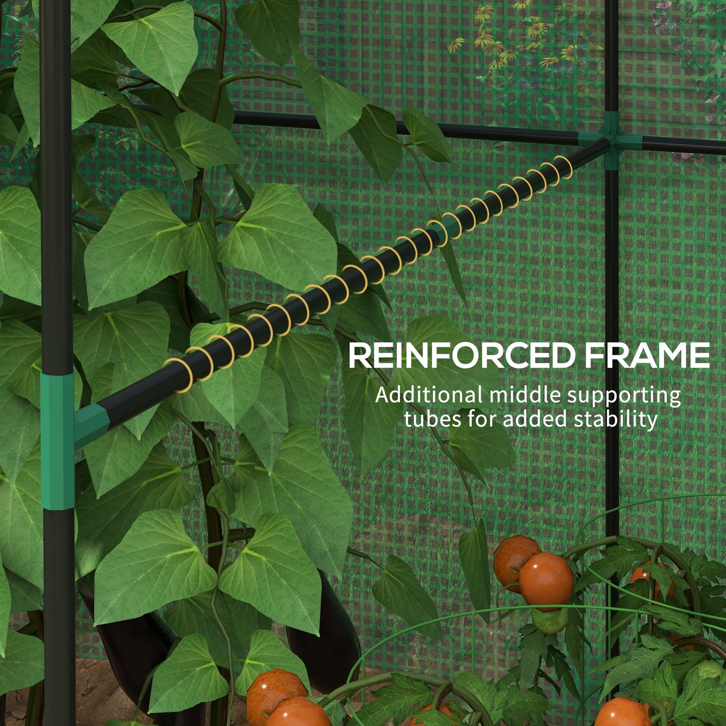 Outsunny Greenhouse Walkin Garden Grow House with Rollup Door and Mesh Windows 200 x 140 x 200cm Green