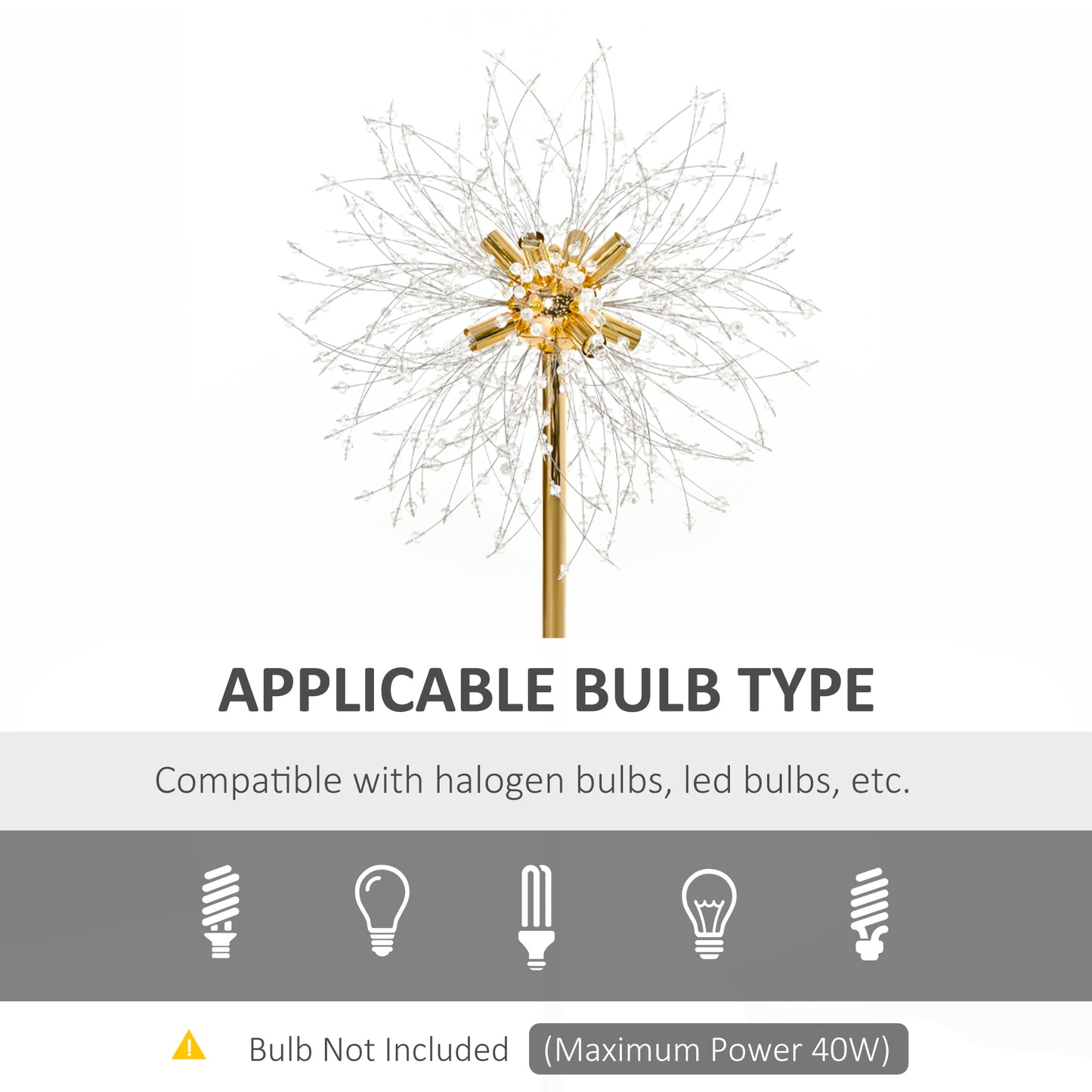 HOMCOM Modern Floor Lamp, Tall Standing Lamp with Dandelion-like Lampshade for Living Room