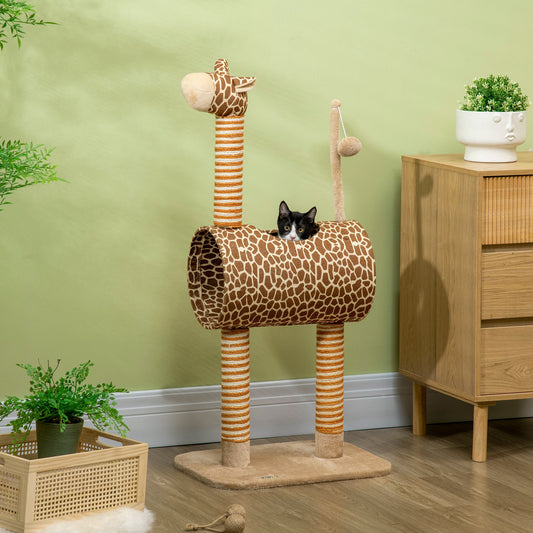 PawHut Cat Tree for Indoor Cats Cute Giraffe Kitten Play Tower, 48.5 x 34.5 x 101 cm