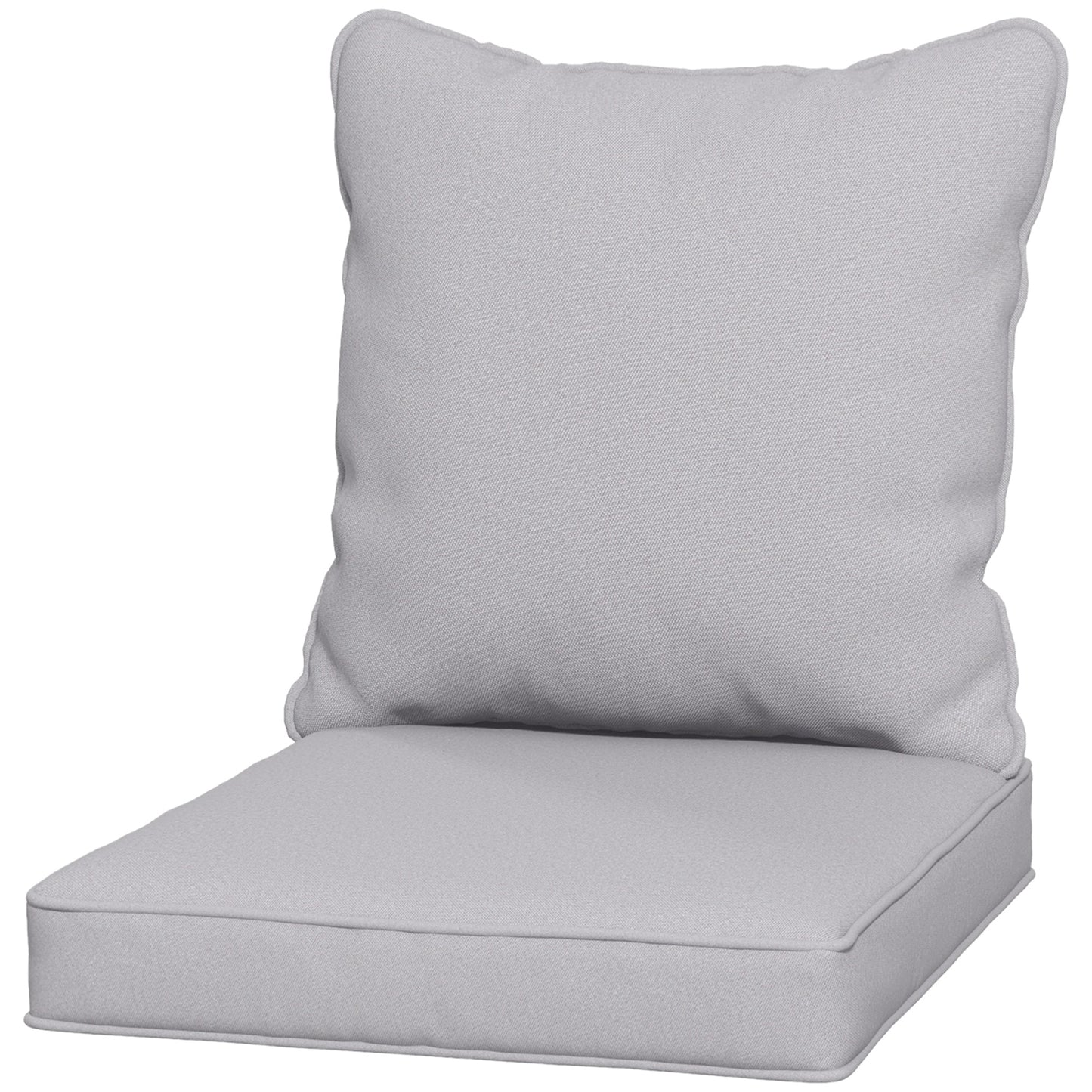 Outsunny 1-Piece Back and Seat Cushion Pillow Replacement, Patio Chair Cushion Set for Indoor Outdoor, Light Grey