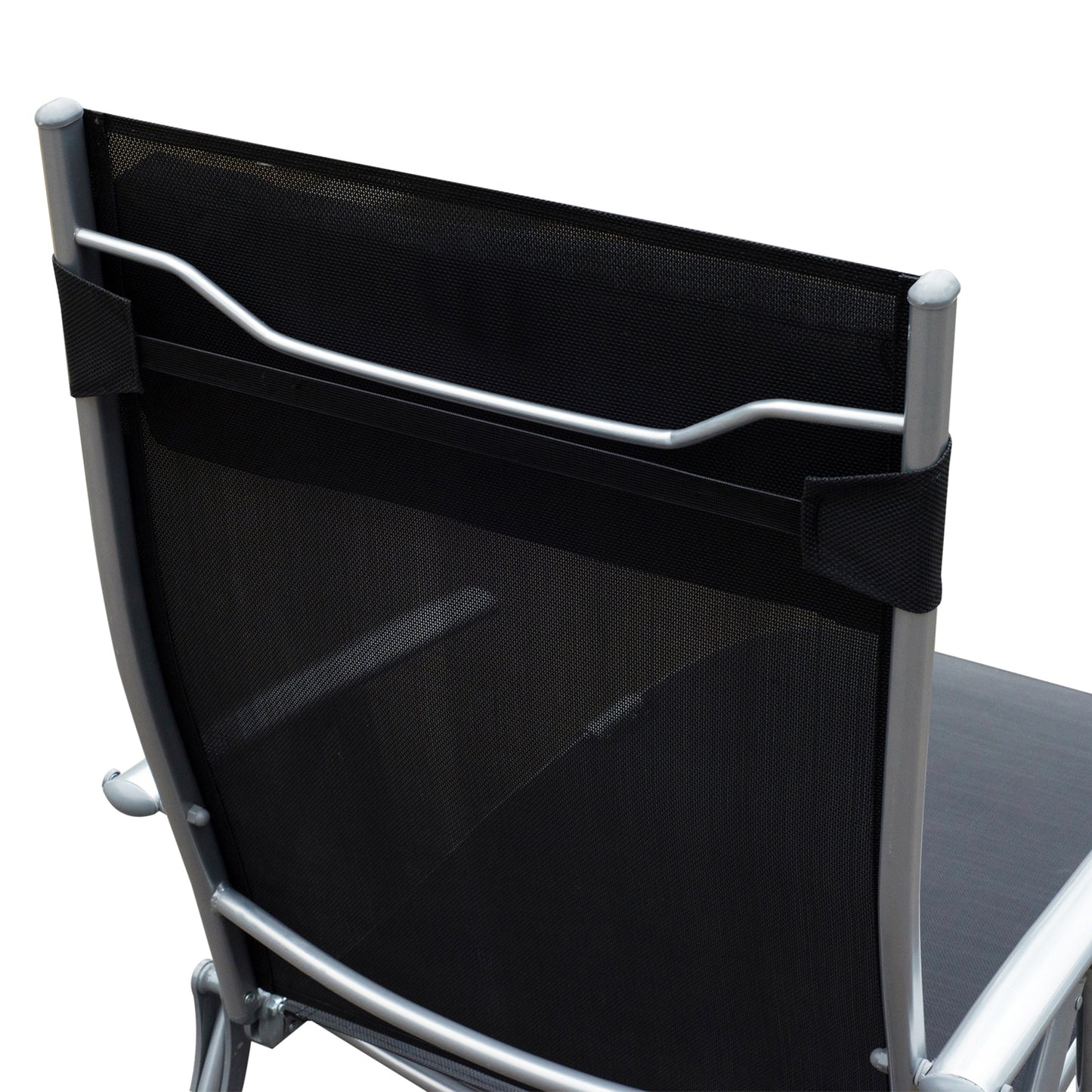 Outsunny Black Sun Lounger Recliner Pillow Foldable Garden 5 Levels Textilene