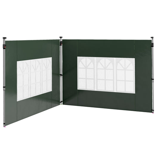 Outsunny Gazebo Side Panels Sides Replacement with Window for 3x3(m) or 3x4m Pop Up Gazebo 2 Pack Green