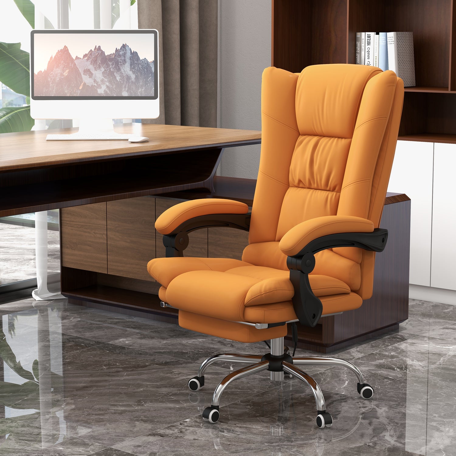 Heated leather office discount chair